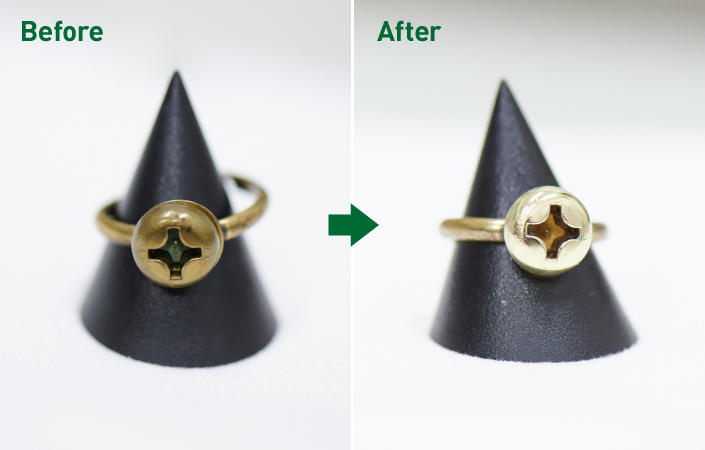 真鍮のリングのお手入れbefore after