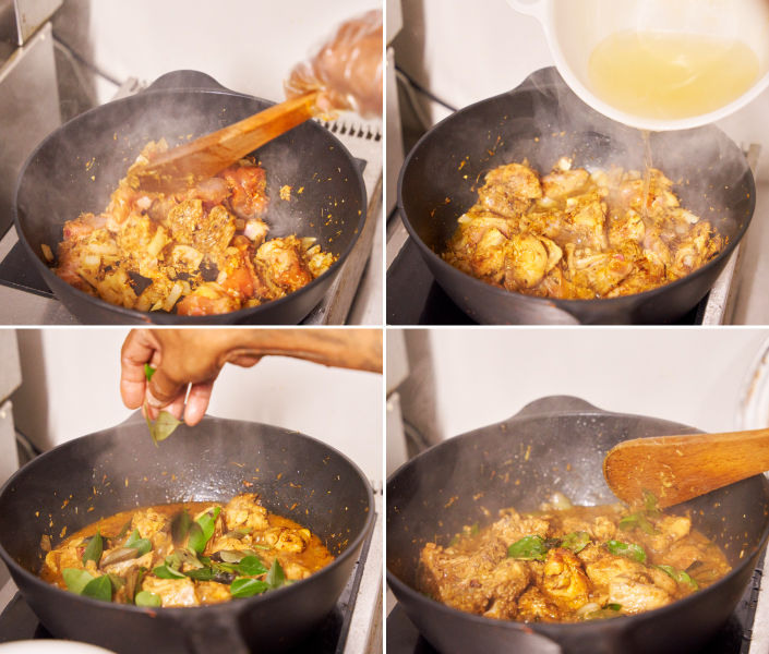 鶏肉を加えて煮込む