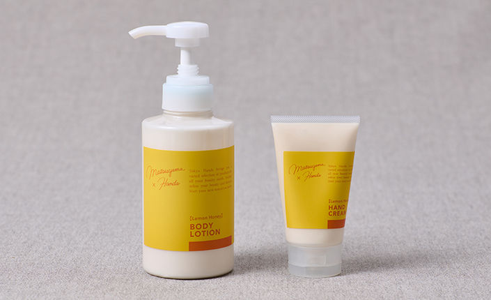 松山油脂×ハンズ　ボディローション  レモンハチミツ・ハンドクリーム レモンハチミツ