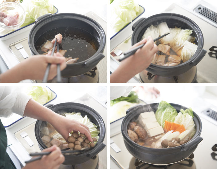鍋に材料を入れていく
