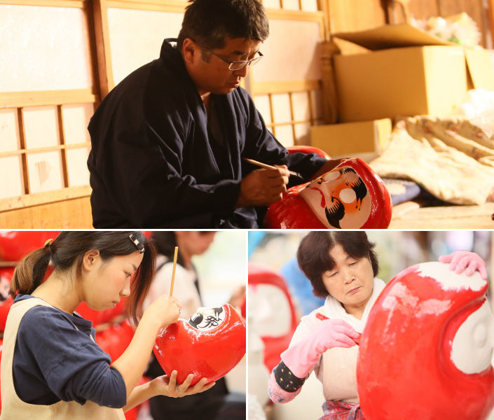 白河だるまを手作業でつくる