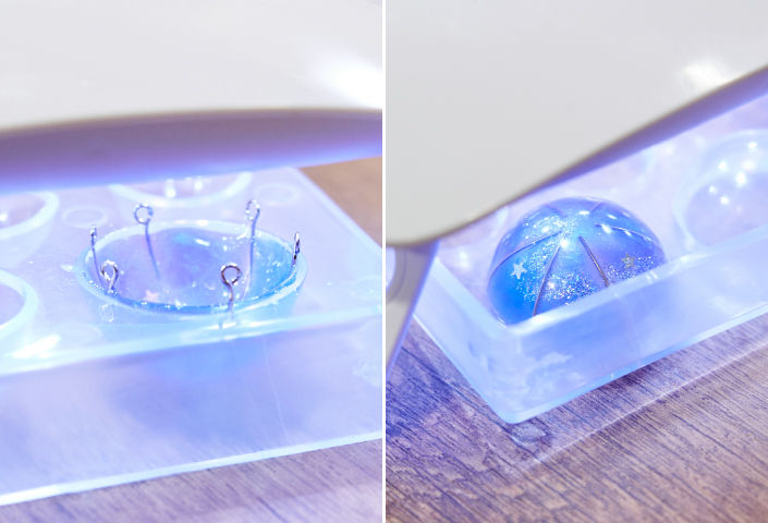 着色が終わったら両面とも硬化させる