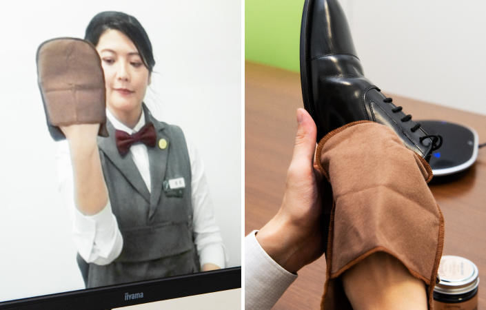 グローブクロスで革靴をお手入れする