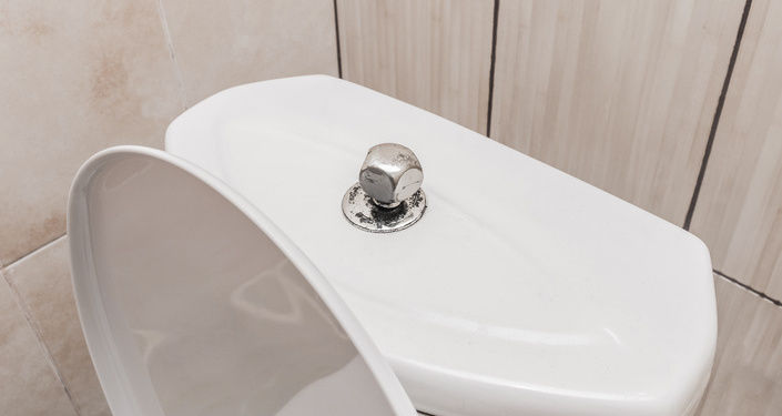 トイレタンクの蓋をこすり洗いする