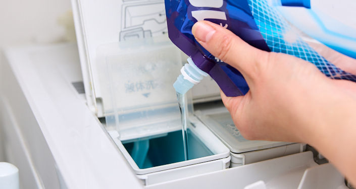 ②洗剤を入れ、洗濯をする